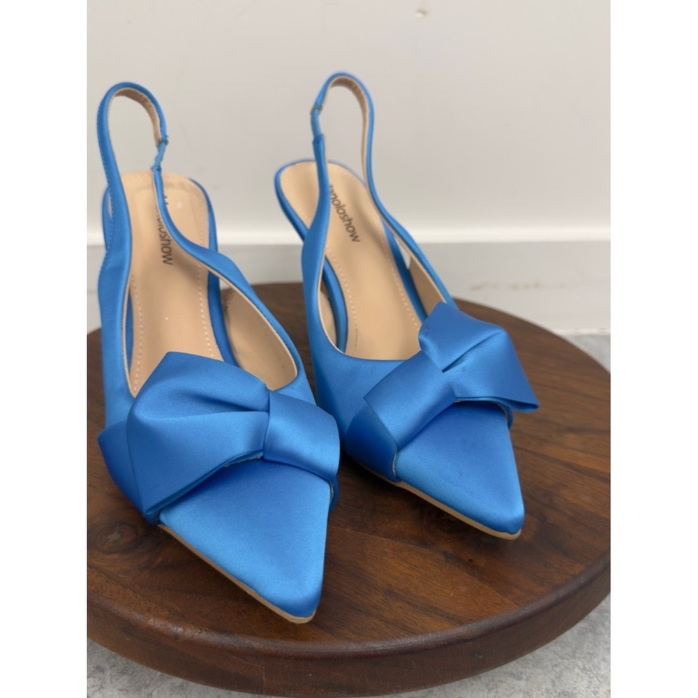 Blue Bow‎ Slingback Heels - Womens